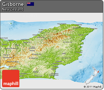 Physical Panoramic Map of Gisborne