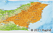 Political Panoramic Map of Gisborne, physical outside