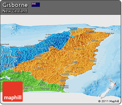 Political Panoramic Map of Gisborne, political shades outside