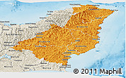 Political Panoramic Map of Gisborne, shaded relief outside