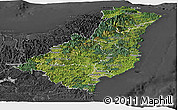 Satellite Panoramic Map of Gisborne, darken, desaturated