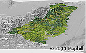 Satellite Panoramic Map of Gisborne, lighten, desaturated