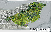 Satellite Panoramic Map of Gisborne, lighten, semi-desaturated