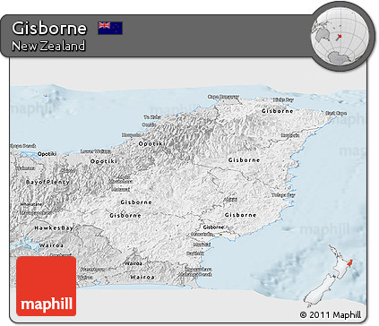 Silver Style Panoramic Map of Gisborne