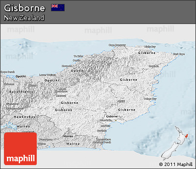 Silver Style Panoramic Map of Gisborne