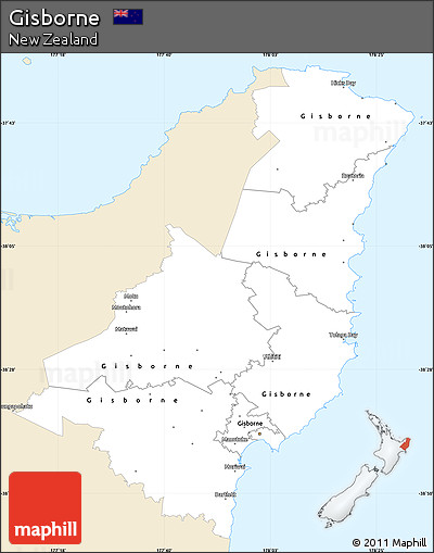 Classic Style Simple Map of Gisborne, single color outside