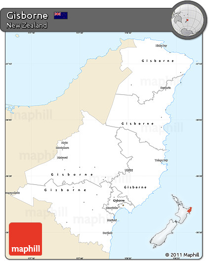 Classic Style Simple Map of Gisborne, single color outside