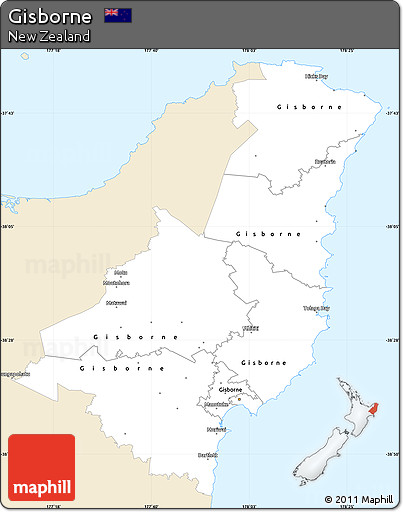 Classic Style Simple Map of Gisborne, single color outside