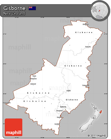 Gray Simple Map of Gisborne, cropped outside