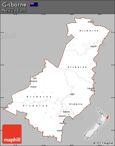 Gray Simple Map of Gisborne, cropped outside