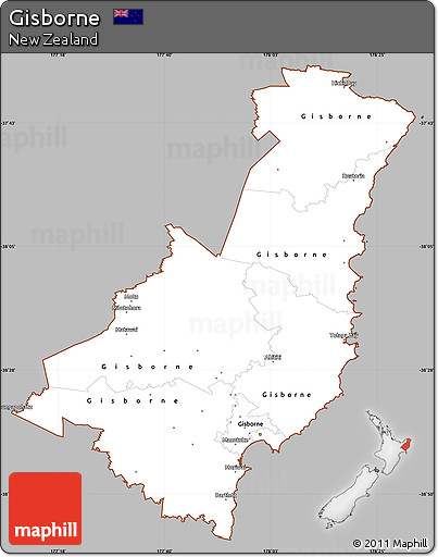 Gray Simple Map of Gisborne, cropped outside