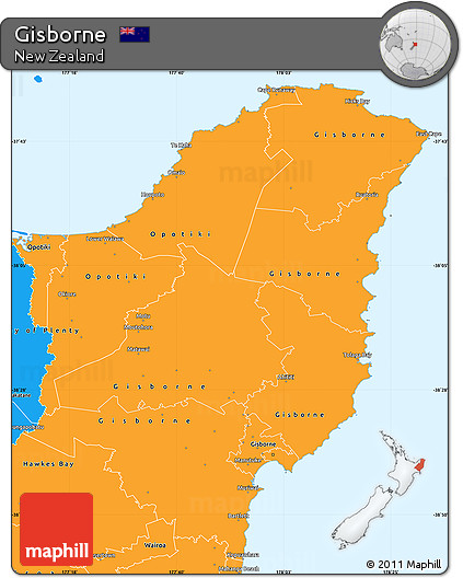 Political Simple Map of Gisborne