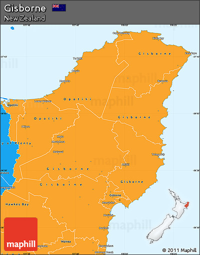 Political Simple Map of Gisborne