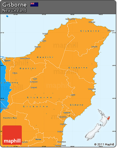 Political Simple Map of Gisborne