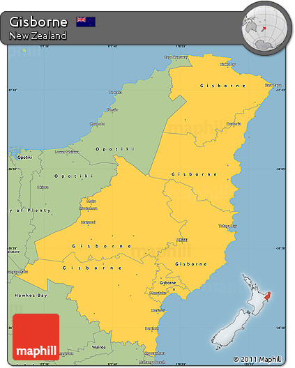 Savanna Style Simple Map of Gisborne
