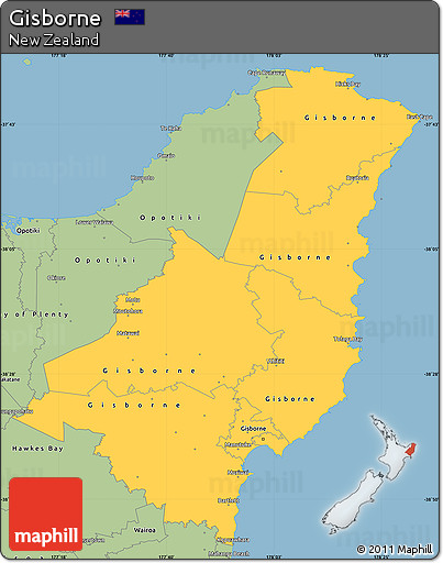 Savanna Style Simple Map of Gisborne