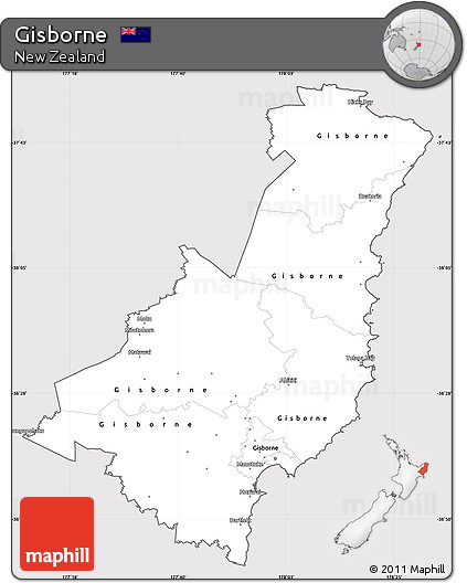 Silver Style Simple Map of Gisborne, cropped outside