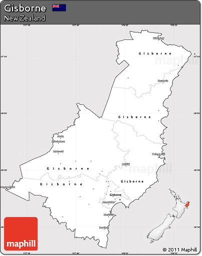 Silver Style Simple Map of Gisborne, cropped outside