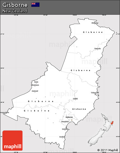 Silver Style Simple Map of Gisborne, cropped outside