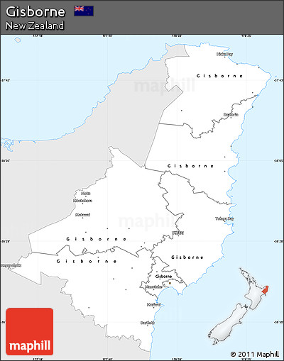 Silver Style Simple Map of Gisborne, single color outside