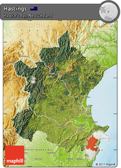 Satellite Map of Hastings, physical outside
