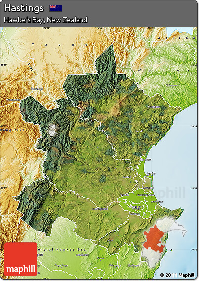Satellite Map of Hastings, physical outside