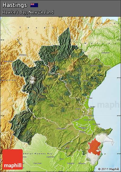 Satellite Map of Hastings, physical outside