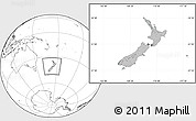 Gray Location Map of New Zealand, blank outside