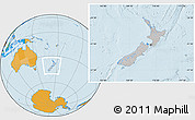 Gray Location Map of New Zealand, political outside