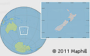 Gray Location Map of New Zealand, savanna style outside