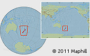 Savanna Style Location Map of New Zealand, within the entire continent, hill shading