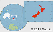 Savanna Style Location Map of New Zealand, highlighted continent