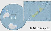 Savanna Style Location Map of New Zealand, lighten, desaturated, land only, hill shading