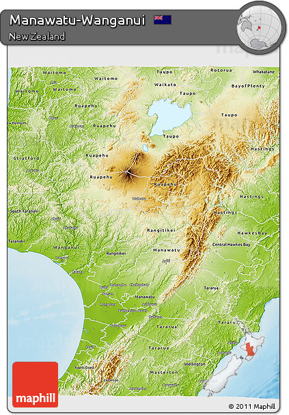 Physical 3D Map of Manawatu-Wanganui