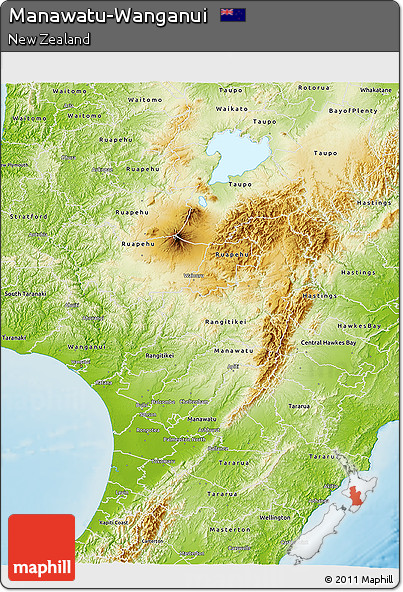 Physical 3D Map of Manawatu-Wanganui