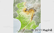 Physical 3D Map of Manawatu-Wanganui, semi-desaturated