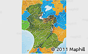 Satellite 3D Map of Manawatu-Wanganui, political outside