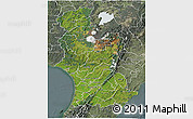 Satellite 3D Map of Manawatu-Wanganui, semi-desaturated