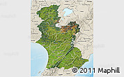 Satellite 3D Map of Manawatu-Wanganui, shaded relief outside