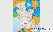Shaded Relief 3D Map of Manawatu-Wanganui, political outside