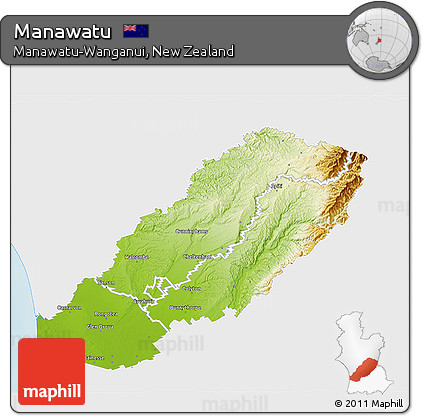 Physical 3D Map of Manawatu, single color outside