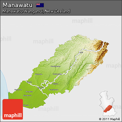 Physical 3D Map of Manawatu, single color outside