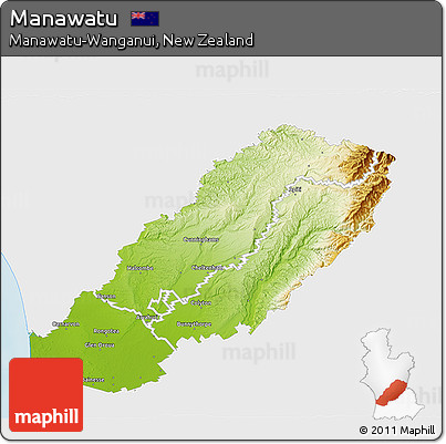 Physical 3D Map of Manawatu, single color outside