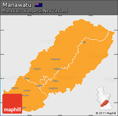 Political Simple Map of Manawatu, single color outside