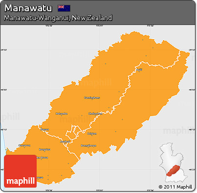 Political Simple Map of Manawatu, single color outside