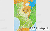 Physical Map of Manawatu-Wanganui, political shades outside