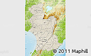 Shaded Relief Map of Manawatu-Wanganui, physical outside