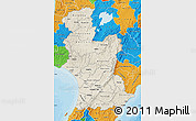 Shaded Relief Map of Manawatu-Wanganui, political outside