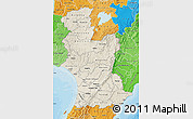 Shaded Relief Map of Manawatu-Wanganui, political shades outside
