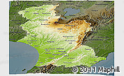 Physical Panoramic Map of Manawatu-Wanganui, darken